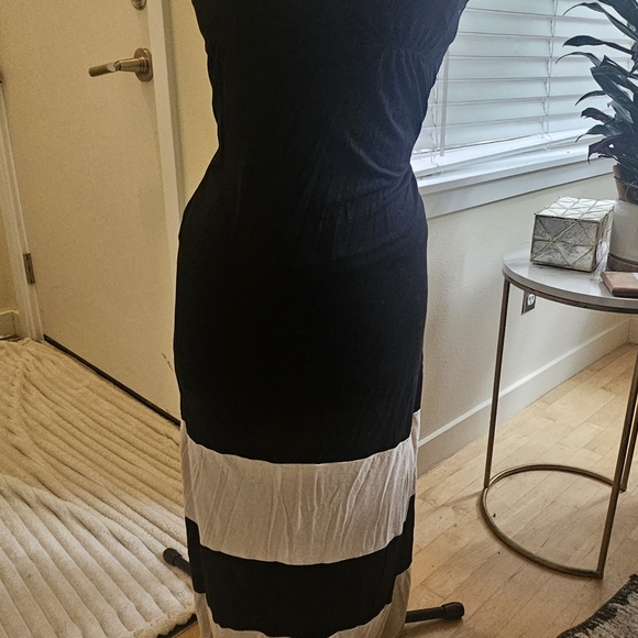 Mossimo Black & Tan Colorblock Maxi Dress Racer Back Size Small - Picture 3 of 8
